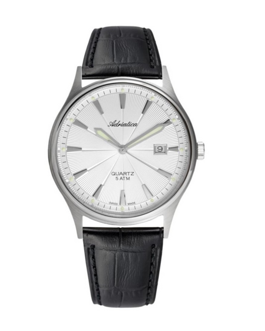Adriatica Uomo Elegante cinturino pelle Quadrante bianco - nero A1171.4213Q
