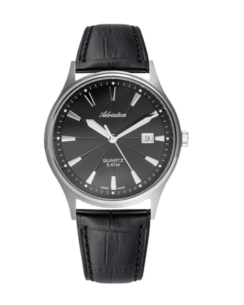 Adriatica Uomo Elegante cinturino pelle Quadrante bianco - nero A1171.4213Q